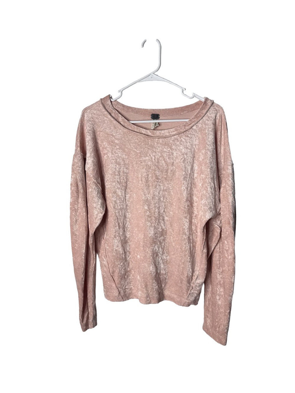 WE THE FREE Women’s Milan Pink Crushed Velvet Coquette Long Sleeve Top Sz S